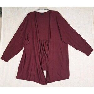 Torrid Open Front Cardigan Sweater Womens 5 Burgundy Long Sleeve V Neck Knitted
